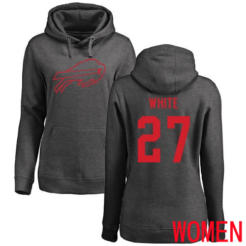 NFL Women Buffalo Bills #27 Tre Davious White Ash One Color Pullover Hoodie Sweatshirt